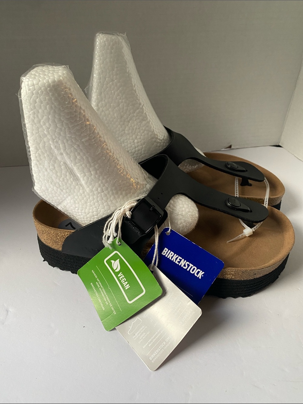 Birkenstock Black Gizeh Platform Thong Sandals